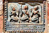 Old Bagan Myanmar. The Mingala Zedi. Well-preserved glazed Jataka plaques. 